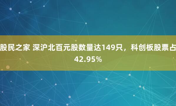 股民之家 深沪北百元股数量达149只，科创板股票占42.95%